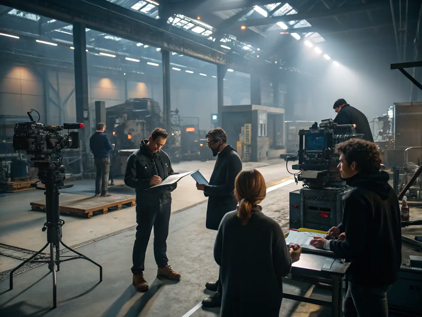 A group of LabelPros trainees are gathered around a label printer, with a LabelPros instructor demonstrating the proper loading of label rolls and explaining the printer settings. The scene is well-lit and professional, emphasizing hands-on learning.
